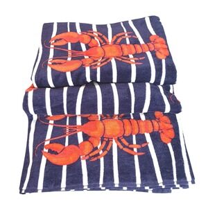 Brooks Brothers Oversized Beach Towel Lobster Print 100% Cotton 36x72 Nautical